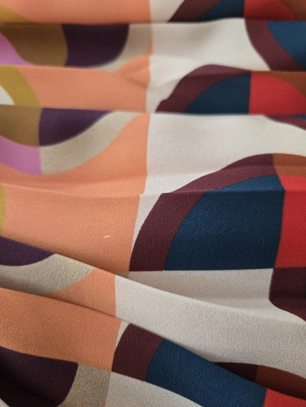 J.Crew Pleated Multicolor Geometric Art Retro Print Midi Skirt Peach Navy 6 - Picture 11 of 14
